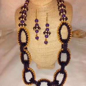 COPY - Handmade by me glass beaded loop necklace set. N1